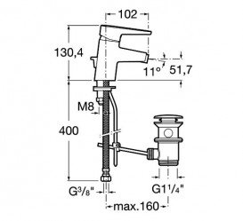 Змішувач для біде Roca Esmai змішувач з донним клапаном A5A6031C00
