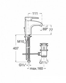 Змішувач для біде Roca Thesis з донним клапаном хром A5A6050C00