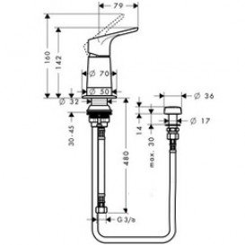 Смеситель для биде с вертикальной струей Hansgrohe коллекция Focus хром 31629000