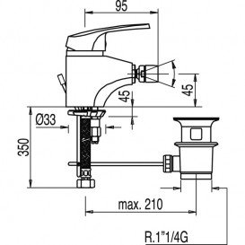 Змішувач для біде Tres Eco-tres одноважільний з донним клапаном хром 17512002