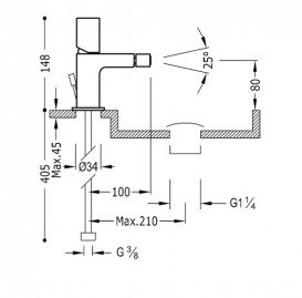 Змішувач для біде Tres Max-Tres одноважільний з донним клапаном хром 06122001D
