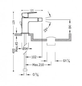 Змішувач для біде Tres Project colors одноважільний чорний метал 21112001KM
