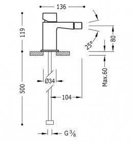 Смеситель для биде Tres Slim-Tres однорычажный хром 20212002