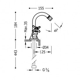 Змішувач для біде Tres Tres-Clasic двовентильний зістарена латунь матова 24212201LM