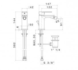 Смеситель для биде Vema Timea с донным клапаном черный матовый V16070F0202