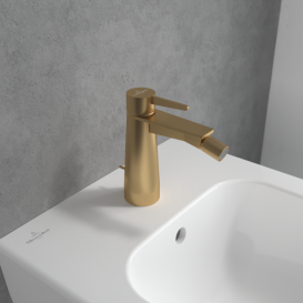 Змішувач для біде Villeroy & Boch Conum із донним клапаном матове золото TVB12700100076