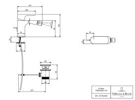 Смеситель для биде Villeroy & Boch O.novo с донным клапаном хром TVB10420111061