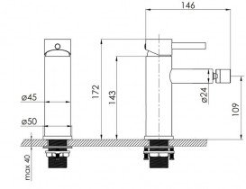 Змішувач для біде Volle Cruze одноважільний хром 1547.020101