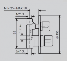 Смеситель для душа Emmevi Pegaso термостатический встраиваемый хром CR96019