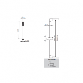 Змішувач для душа GRB Aura термостатичний з душовою лійкою і стійкою чорний 75316752