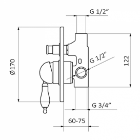 Змішувач для душа GRB Clasica одноважельний зістарена латунь 532199