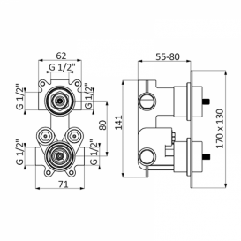 Змішувач для душа GRB Despertar прихованого монтажу термостатичний хром 133100