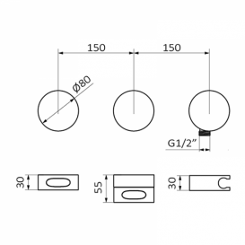 Смеситель для душа GRB in Cool термостатический 2/3 с внешним выходом скрытого монтажа матовое золото 90103007