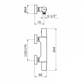 Смеситель для душа GRB Tender термостатический с душевой лейкой хром 132900