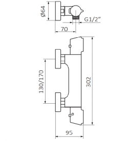 Змішувач для душа GRB Winner термостатичний з душовим гарнітуром хром 44426440