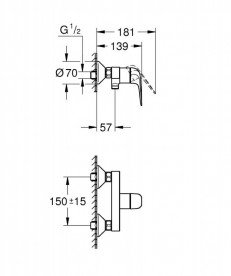 Смеситель для душа Grohe EuroEco однорычажный хром 32740001