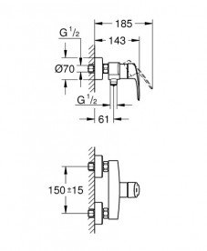 Смеситель для душа Grohe Eurosmart однорычажный черный матовый 335552433