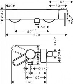 Смеситель для душа Hansgrohe Axor Uno однорычажный шлифованный черный хром 38621340