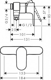 Змішувач для душу Hansgrohe Rebris S одноважільний хром 72642000