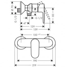 Змішувач для душу Hansgrohe Vernis Blend одноважільний хром 6 шт 71647000