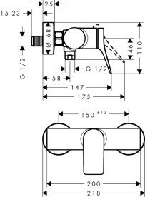 Змішувач для душу Hansgrohe Vivenis одноважільний чорний матовий 75623670