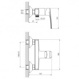 Смеситель для душа Imprese Kampa однорычажный настенный хром 15285
