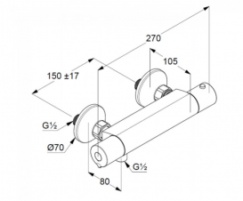Смеситель для душа Kludi Basic термостатический латунь хром 350020538