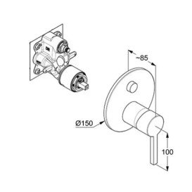 Смеситель для душа Kludi Nova Fonte встраиваемый однорычажный оружейная сталь PVD 20759N215