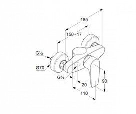 Смеситель для душа Kludi Pure&Solid однорычажный хром 348410575