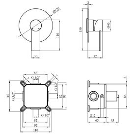 Змішувач для душу Kroner KRP Basis-C080 прихованого монтажу одноважільний хром CV024299