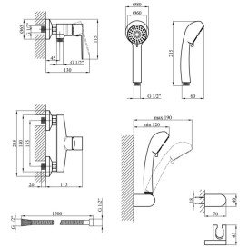 Смеситель для душа Kroner KRP Eifel-C050 с душевым гарнитуром хром CV023610