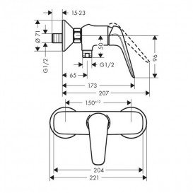 Змішувач для душу настінний змішувач Hansgrohe колекція Novus хром 71060000