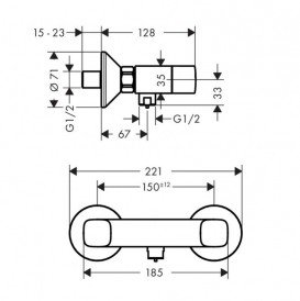 Смеситель для душа настенный двухвентильный Hansgrohe коллекция Logis хром 71263000