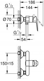 Смеситель для душа однорычажный Grohe BauEdge латунь хром 23636000