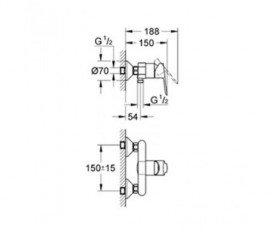 Смеситель для душа однорычажный Grohe BauEdge с обратным клапаном латунь хром 32821000