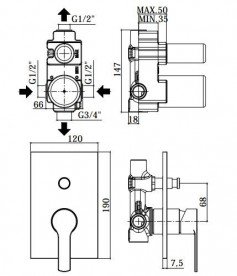 Змішувач для душа прихований (вбудований) Paffoni Red хром RED 015 CR
