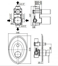 Смеситель для душа  скрытый (встраиваемый) Paffoni Berry хром BR 015 CR