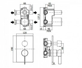 Змішувач для душа PAFFONI Rock RO 019 CR / M