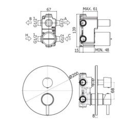 Смеситель для душа Paffoni Stick встраиваемый однорычажный 2 потребителя хром SK018CR35