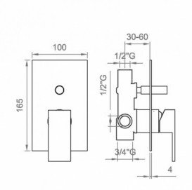 Змішувач для душу Ponsi Italia R чорний матовий BTITRKIN04