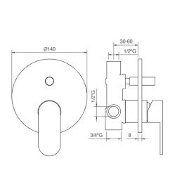 Змішувач для душу Ponsi Versilia чорний матовий BTVERKIN06