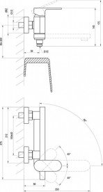  	Смеситель для ванной Ravak Chrome настенный однорычажный черный X070431