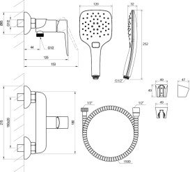 Змішувач для душу Ravak Classic з душовим гарнітуром хром X07S118