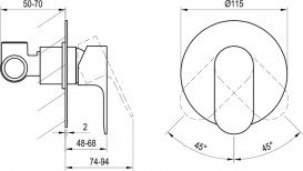 Змішувач для душу Ravak Eleganta одноважільний чорний матовий X070299