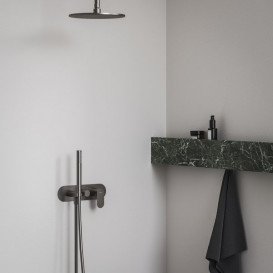 Змішувач для душу Ravak Eleganta на 2 споживача з душовим набором графіт матовий  X070337