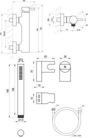 Смеситель для душа Ravak Espirit с душевым гарнитуром графит матовый X07S131