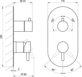 Смеситель для душа Ravak Espirit встраиваемый 3 потребителя графит матовый X070320