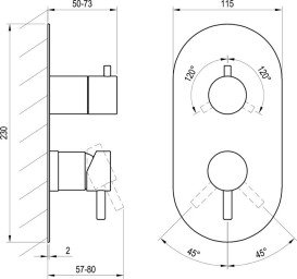Смеситель для душа Ravak Espirit встраиваемый золото матовое X070607