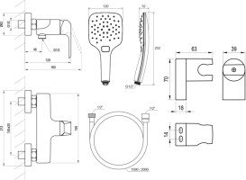 Смеситель для душа Ravak Flat с душевым гарнитуром матовый черный X07S116
