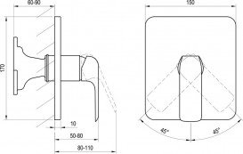 Змішувач для душу Ravak Flat вбудований одноважільний глянсовий хром X070124
